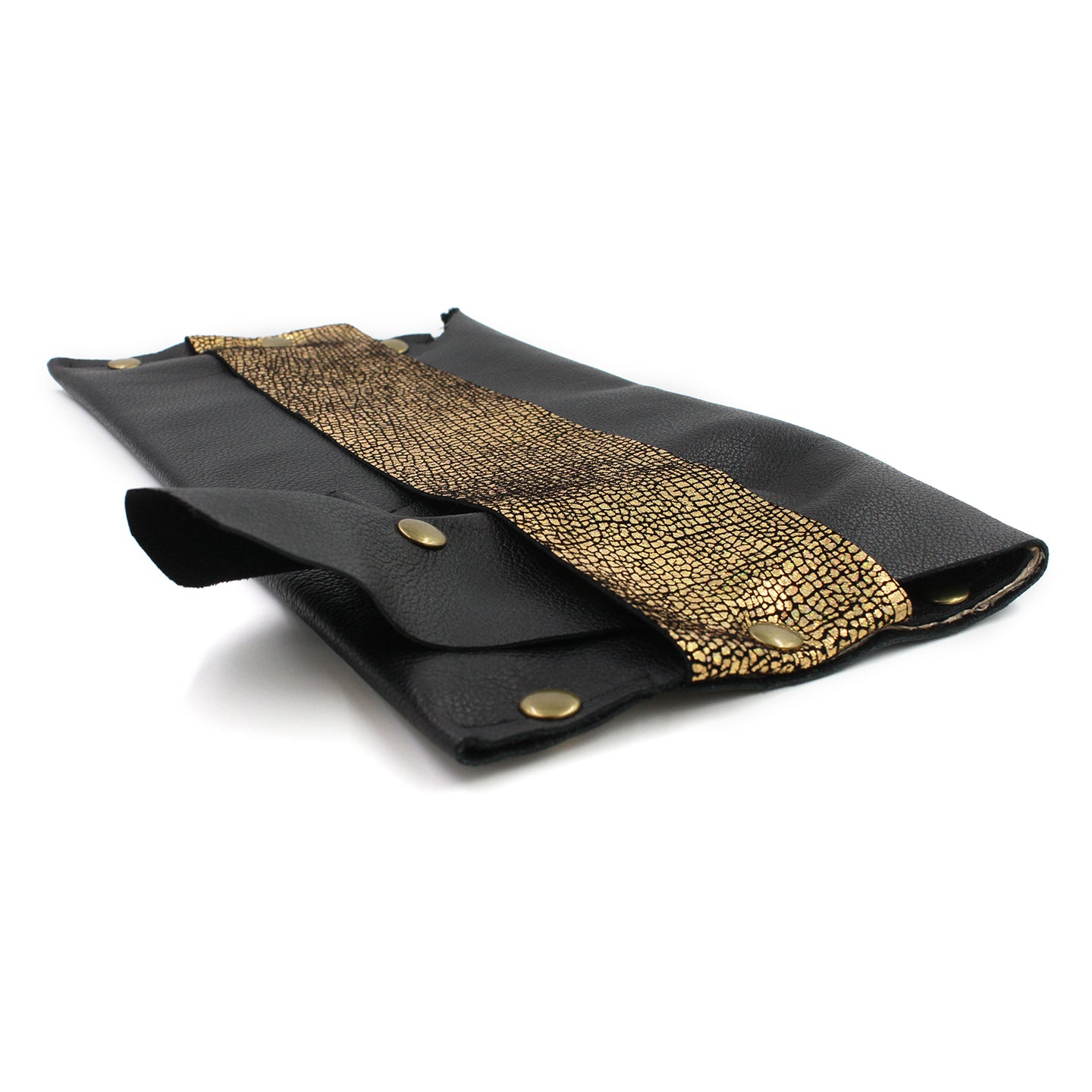 Sexy Black and Gold Genuine Leather Evening Clutch - N.Kluger Designs clutch